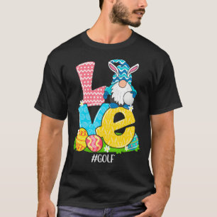 Funny Love Golf Easter Gnome Egg Hunting Basket T-shirt