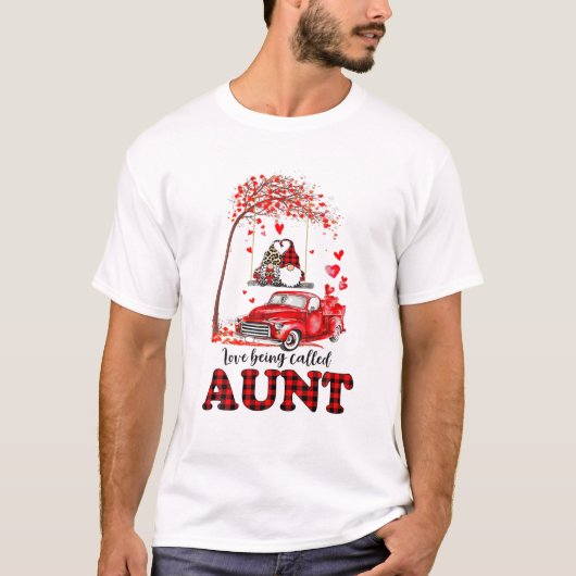 Funny Love heet tante Gnome Valentine Day M T-shirt (Voorkant)