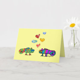 Funny Love Iguanas Cartoon Gevouwen Wenskaart Kaart