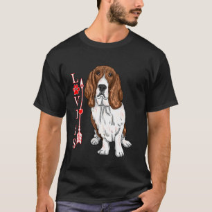 Funny Love is Basset Hound Dog Cute Dog Paw Print T-shirt