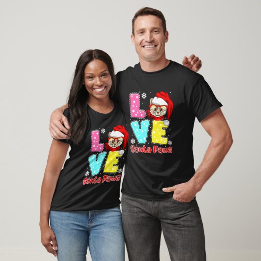 Funny LOVE Santa Paws kerstkat Pug Ugly Chris T-shirt (Unisex)