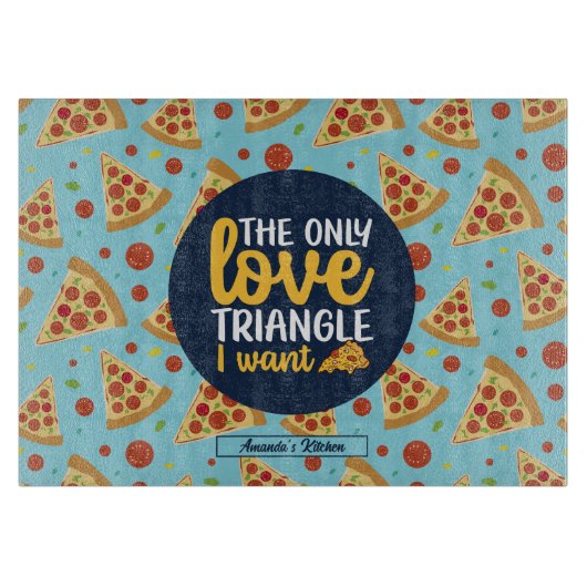 Funny Love Triangle Retro Italiaans Pizza Pattern Snijplank (Voorkant)