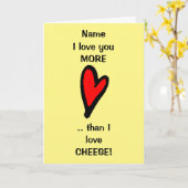 Funny Love You Cheese Valentines Carte de jour (Fleur jaune)