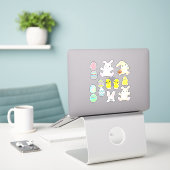 Funny Lucky Bunnies, Chicks & Easter Eggs Sticker (Laptop op bureau)
