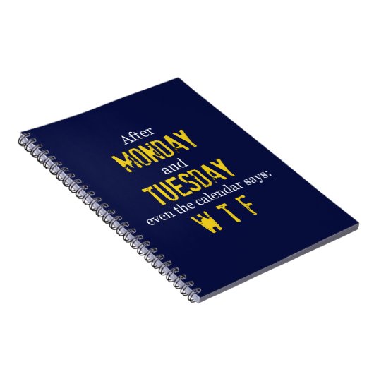 Funny Maandag Dinsdag, WTF Spiral Notebook Notitieboek (Rechterzijde)