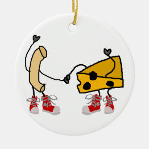 Funny Macaroni en Cheese Cartoon Art Keramisch Ornament