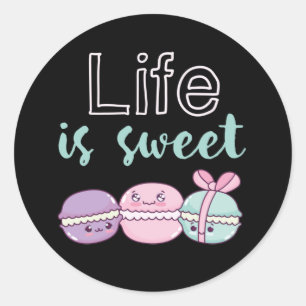 Funny Macaroon Puns Life is Sweet Ronde Sticker