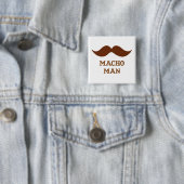Funny Macho Man Mustache Vierkante Button 5,1 Cm (In situ)