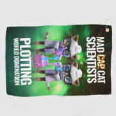 Funny Mad Cat Scientists die de wereldheerschappij Golfhanddoek (Horizontaal)