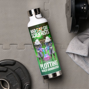 Funny Mad Cat Scientists die de wereldheerschappij Waterfles