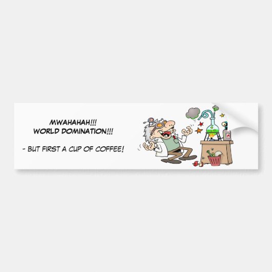 Funny Mad Scientist Bumpersticker (Voorkant)