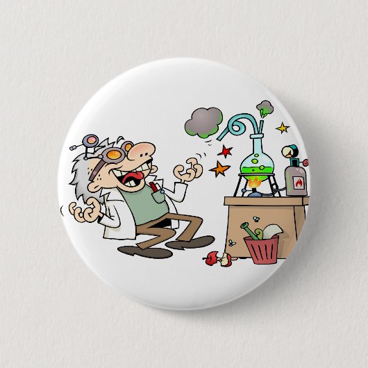 Funny Mad Scientist Ronde Button 5,7 Cm (Voorkant)