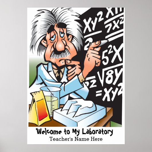 Funny Mad Scientist Teacher Welcome Poster (Voorkant)