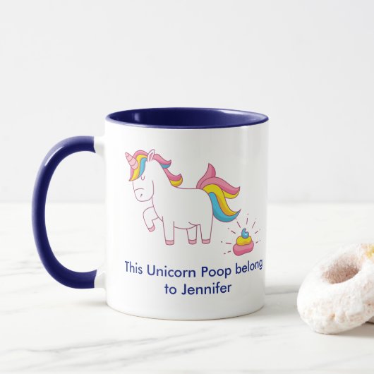 Funny Magical Unicorn Poop Custom Mok (Met donut)