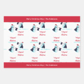 Funny Magicia Snowmen Santa Hat Pattern Kerstmis Inpakpapier Vel (Voorkant)