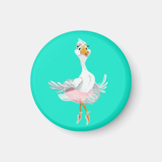 Funny Magnet met Ballerina Duck - Uw kleuren Magneet (Voorkant)