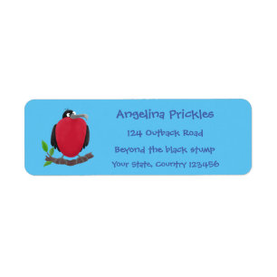 Funny magnificous frigate bird cartoon etiket