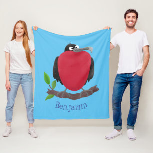 Funny magnificous frigate bird cartoon fleece deken