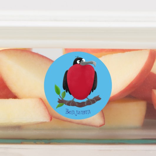 Funny magnificous frigate bird cartoon labels (Aangebracht)