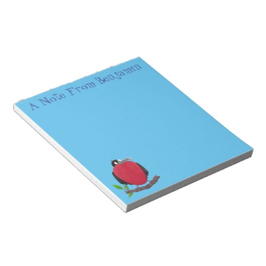 Funny magnificous frigate bird cartoon notitieblok (Schuin)