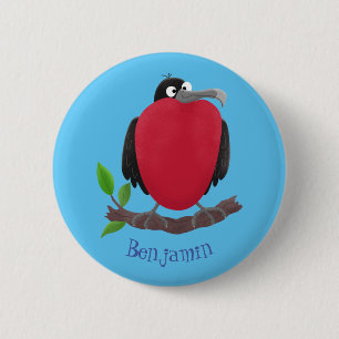 Funny magnificous frigate bird cartoon ronde button 5,7 cm