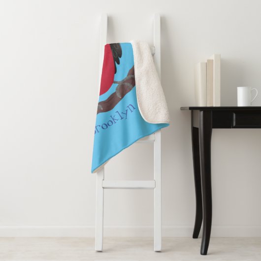 Funny magnificous frigate bird cartoon sherpa deken (In situ)