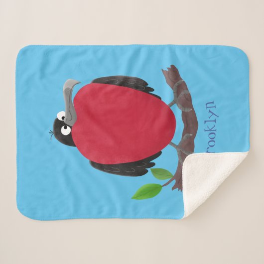 Funny magnificous frigate bird cartoon sherpa deken (Voorkant (horizontaal))