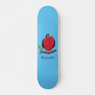 Funny magnificous frigate bird cartoon skateboard
