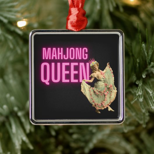 Funny  Mahjong Queen Metalen Ornament (Boom)