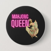 Funny  Mahjong Queen Ronde Button 7,6 Cm (Voorkant)