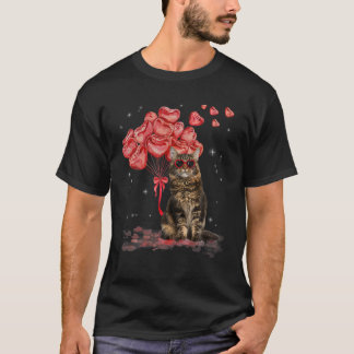 Funny Maine Coon Heart Valentijnsdag Cat Dad mama T-shirt