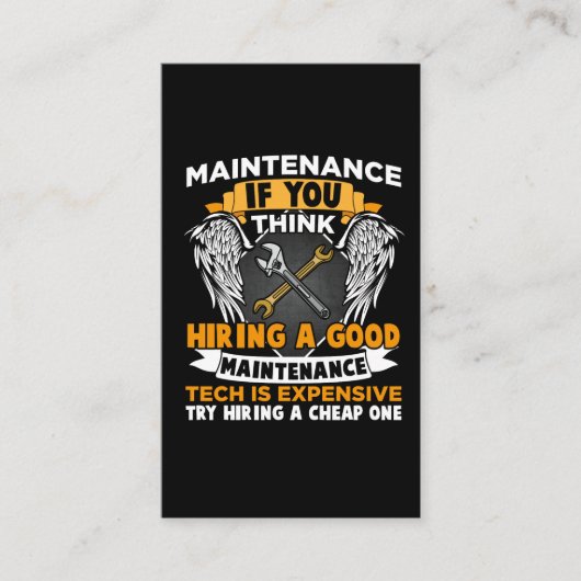 Funny Maintenance Tech Graphic Mechanical technicu Visitekaartje (Voorkant)