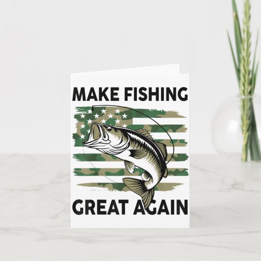 Funny Make Fishing Great Again Camo B Fish America Kaart (Voorkant)