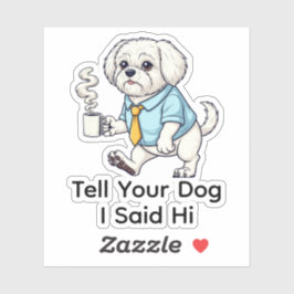 Funny Maltese Dog Business Suit Coffee  Sticker