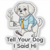 Funny Maltese Dog Business Suit Coffee Sticker (Voorkant)