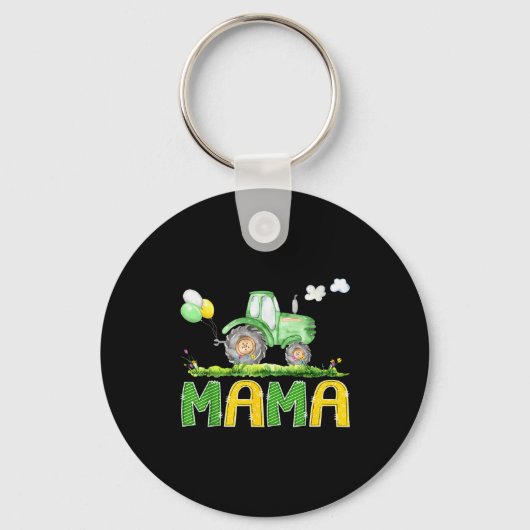 Funny Mama Birthday Boy Tractor Farm Truck Matchin Sleutelhanger (Voorkant)