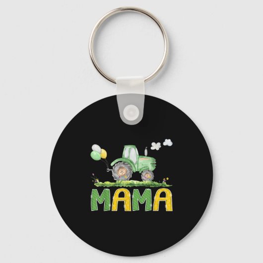 Funny Mama Birthday Boy Tractor Farm Truck Matchin Sleutelhanger (Voorkant)