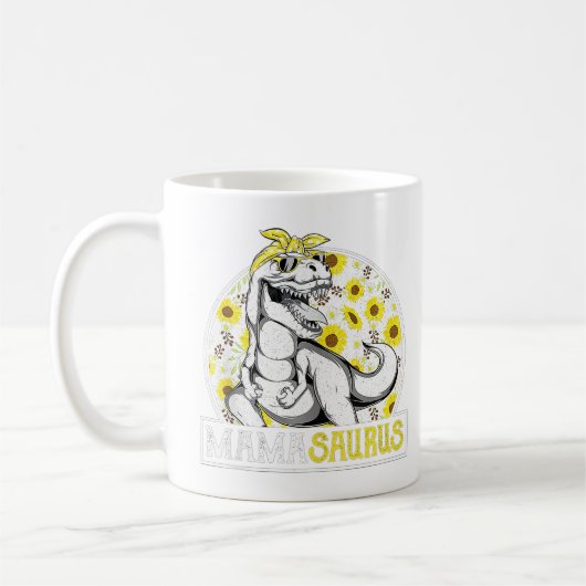 Funny Mama Saurus Sunflower , Dinosaur mam T Rex ( Koffiemok (Links)