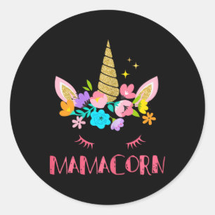 Funny Mamacorn Unicorn Costume Mam Moederdag Ronde Sticker