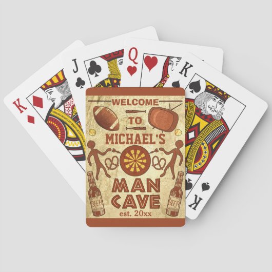Funny Man Cave met Jouw naam Custom Pokerkaarten (Achterkant)