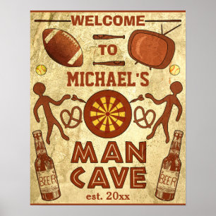 Funny Man Cave met Jouw naam Custom Poster