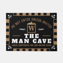 Funny MAN CAVE met Monogram | Welkom ZWARTE