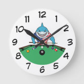 Funny Man Cave Pool Shark Wall Clocks Ronde Klok (Voorkant)