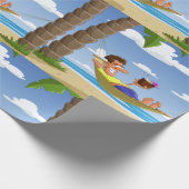 Funny Man Relaxing in Beach Hammock Cadeaupapier (Hoek)