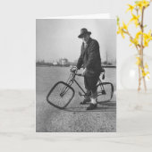  Funny Man Riding Bike Square Wheels Post Kaart (Gele Bloem)