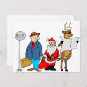 Funny Man Santa Reindeer bij de bushalte Briefkaart (Voorkant / Achterkant)