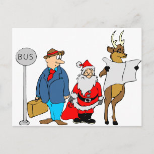 Funny Man Santa Reindeer bij de bushalte Briefkaart