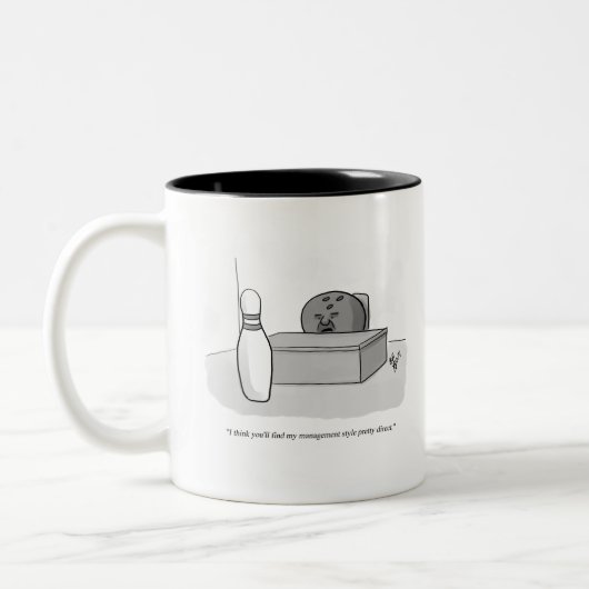 Funny Management en Leiderschap Cartoon Humor Tweekleurige Koffiemok (Links)