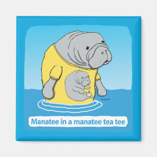 Funny Manatee in een Tea T-shirt Magneet