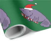 Funny Manatee in Santa Hat-kerstCartoon Cadeaupapier (Rol Hoek)